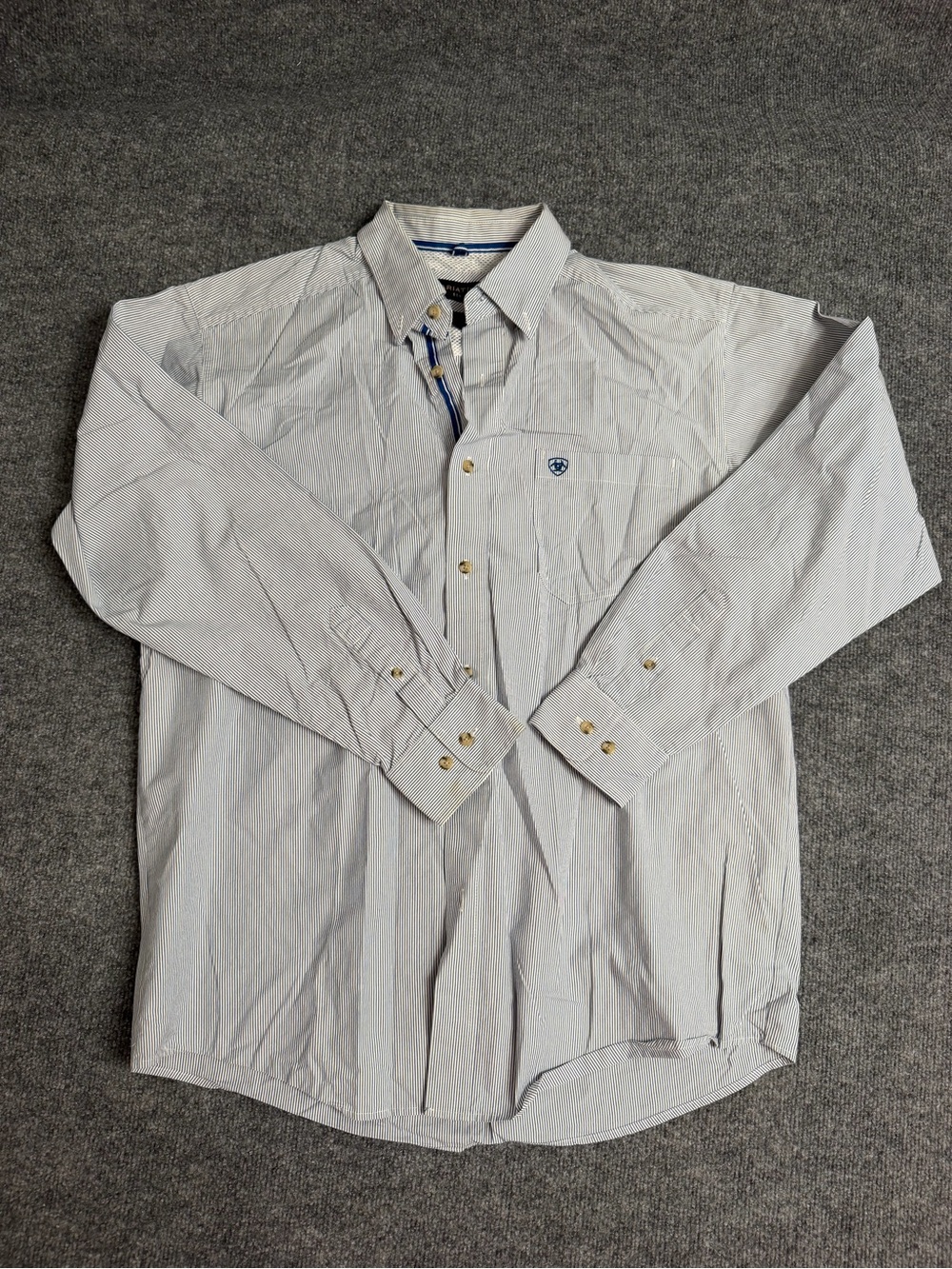 Ariat Blue & White Pinstripe Long-Sleeve Button Shirt
